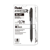 Pentel® EnerGel-X Gel Pen, Retractable, Medium 0.7 mm, Black Ink, Smoke/Black Barrel, Dozen (PENBL107A) Box of 12