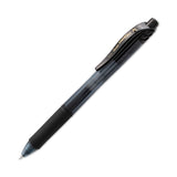 Pentel® EnerGel-X Gel Pen, Retractable, Medium 0.7 mm, Black Ink, Smoke/Black Barrel, Dozen (PENBL107A) Box of 12