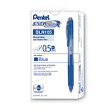 Pentel® EnerGel-X Gel Pen, Retractable, Fine 0.5 mm Needle Tip, Blue Ink, Translucent Blue/Blue Barrel, Dozen (PENBLN105C) Box of 12