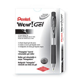 Pentel® WOW! Gel Pen, Retractable, Medium 0.7 mm, Black Ink, Clear/Black Barrel, Dozen (PENK437A) 1 Dozen