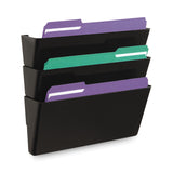 Universal® Wall File Pockets, 3 Sections, Letter Size,13" x 4.13" x 14.5", Black, 3/Pack (UNV08121) Pack of 3