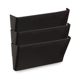 Universal® Wall File Pockets, 3 Sections, Letter Size,13" x 4.13" x 14.5", Black, 3/Pack (UNV08121) Pack of 3