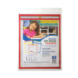 C-Line® Reusable Dry Erase Pockets, 9 x 12, Assorted Primary Colors, 10/Pack (CLI40610) Pack of 10