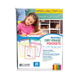 C-Line® Reusable Dry Erase Pockets, 9 x 12, Assorted Neon Colors, 25/Box (CLI40820) Box of 25