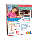 C-Line® Reusable Dry Erase Pockets, Easy Load, 9 x 12, Assorted Primary Colors, 25/Pack (CLI42620) Box of 25