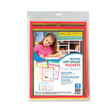 C-Line® Reusable Dry Erase Pockets, 9 x 12, Assorted Neon Colors, 10/Pack (CLI40810) Pack of 10