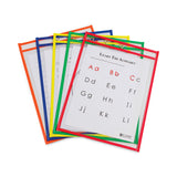 C-Line® Reusable Dry Erase Pockets, 9 x 12, Assorted Primary Colors, 10/Pack (CLI40610) Pack of 10
