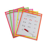 C-Line® Reusable Dry Erase Pockets, 9 x 12, Assorted Neon Colors, 10/Pack (CLI40810) Pack of 10