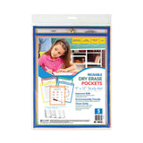 C-Line® Reusable Dry Erase Pockets, 9 x 12, Assorted Primary Colors, 5/Pack (CLI40630) Pack of 5