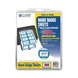 C-Line® Laser Printer Name Badges, 3 3/8 x 2 1/3, White/Blue, 200/Box (CLI92365) Box of 200