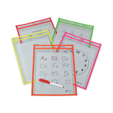 C-Line® Reusable Dry Erase Pockets, 9 x 12, Assorted Neon Colors, 25/Box (CLI40820) Box of 25