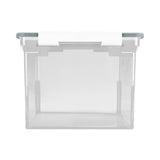 Storex Portable File Tote with Locking Handles, Letter/Legal Files, 18.5" x 14.25" x 10.88", Clear/Silver (STX61530U01C) Each