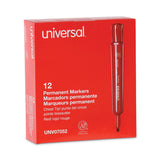 Universal™ Chisel Tip Permanent Marker, Broad Chisel Tip, Red, Dozen (UNV07052) Case of 12