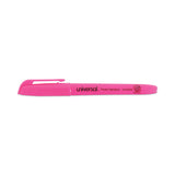 Universal™ Pocket Highlighters, Fluorescent Pink Ink, Chisel Tip, Pink Barrel, Dozen (UNV08855) Case of 12