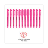 Universal™ Pocket Highlighters, Fluorescent Pink Ink, Chisel Tip, Pink Barrel, Dozen (UNV08855) Case of 12