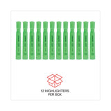 Universal™ Desk Highlighters, Fluorescent Green Ink, Chisel Tip, Green Barrel, Dozen (UNV08862) Case of 12