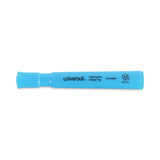 Universal™ Desk Highlighters, Fluorescent Blue Ink, Chisel Tip, Blue Barrel, Dozen (UNV08864) Case of 12
