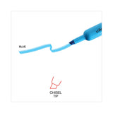 Universal™ Desk Highlighters, Fluorescent Blue Ink, Chisel Tip, Blue Barrel, Dozen (UNV08864) Case of 12
