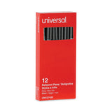 Universal™ Ballpoint Pen, Stick, Fine 0.7 mm, Black Ink, Gray/Black Barrel, Dozen (UNV27420) Pack of 12
