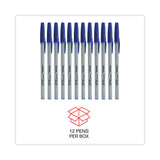 Universal™ Ballpoint Pen, Stick, Fine 0.7 mm, Blue Ink, Gray/Blue Barrel, Dozen (UNV27421) Pack of 12