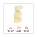 Universal® Recycled Self-Stick Note Pads, 1.5" x 2", Yellow, 100 Sheets/Pad, 12 Pads/Pack (UNV28062) Pack of 12