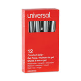 Universal™ Comfort Grip Gel Pen, Retractable, Medium 0.7 mm, Red Ink, Gray/Red/Silver Barrel, Dozen (UNV39722) 1 Dozen