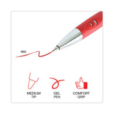 Universal™ Comfort Grip Gel Pen, Retractable, Medium 0.7 mm, Red Ink, Gray/Red/Silver Barrel, Dozen (UNV39722) 1 Dozen