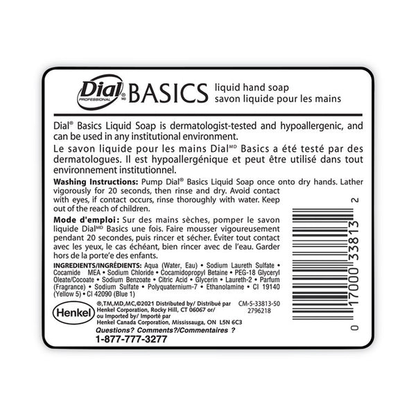 Dial® Professional Basics MP Free Liquid Hand Soap, Unscented, 16 oz Pump Bottle, 12/Carton (DIA33815)