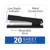 Swingline® Light-Duty Full Strip Standard Stapler, 20-Sheet Capacity, Black (SWI40501) Each