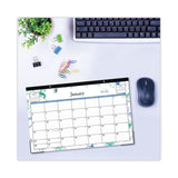 Blue Sky® Lindley Desk Pad, Floral Artwork, 17 x 11, White/Blue/Green Sheets, Black Binding, Clear Corners, 12-Month (Jan to Dec): 2026 (BLS100024)