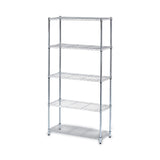 Alera® Residential Wire Shelving, Five-Shelf, 36w x 14d x 72h, Silver (ALESW853614SR) Each