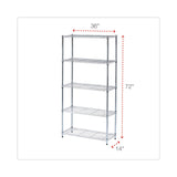 Alera® Residential Wire Shelving, Five-Shelf, 36w x 14d x 72h, Silver (ALESW853614SR) Each