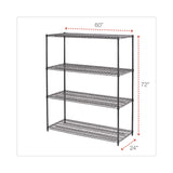 Alera® All-Purpose Wire Shelving Starter Kit, Four-Shelf, 60w x 24d x 72h, Black Anthracite Plus (ALESW206024BA) Each