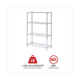 Alera® Residential Wire Shelving, Four-Shelf, 36w x 14d x 54h, Silver (ALESW843614SR) Each
