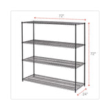 Alera® BA Plus Wire Shelving Kit, Four-Shelf, 72w x 24d x 72h, Black Anthracite Plus (ALESW207224BA) Each