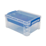 Advantus Super Stacker Divided Storage Box, 6 Sections, 10.38" x 14.25" x 6.5", Clear/Blue (AVT37371) Each