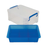 Advantus Super Stacker Divided Storage Box, 6 Sections, 10.38" x 14.25" x 6.5", Clear/Blue (AVT37371) Each