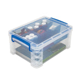 Advantus Super Stacker Divided Storage Box, 6 Sections, 10.38" x 14.25" x 6.5", Clear/Blue (AVT37371) Each