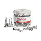 Universal® Binder Clips with Storage Tub, Small, Silver, 40/Pack (UNV11240) Pack of 40