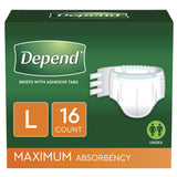 Depend® Unisex Adult Incontinence Brief Large Disposable Heavy Absorbency (812269_CS) 48/CS