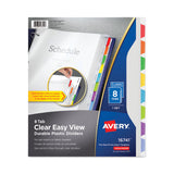 Avery® Clear Easy View Plastic Dividers with Multicolored Tabs and Sheet Protector, 8-Tab, 11 x 8.5, Clear, 1 Set (AVE16741) Set of 8