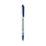 BIC® ReVolution Clic Stic Ballpoint Pen, Retractable, Medium 1 mm, Blue Ink, Translucent Frost/Blue Barrel, 48/Pack (BICCSEM48BE) Pack of 48
