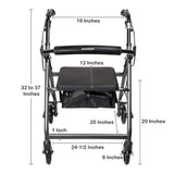McKesson 4 Wheel Rollator Silver Adjustable Height / Folding Aluminum Frame (1065267_EA) 1/EA