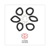 Universal® Wrist Coil Plus Key Ring, Plastic, Black, 6/Pack (UNV56050) Pack of 6