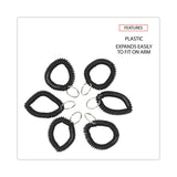 Universal® Wrist Coil Plus Key Ring, Plastic, Black, 6/Pack (UNV56050) Pack of 6