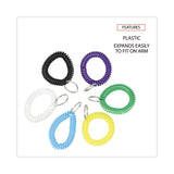 Universal® Wrist Coil Plus Key Ring, Plastic, Assorted Colors, 6/Pack (UNV56051) Pack of 6