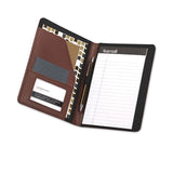 Samsill® Contrast Stitch Leather Padfolio, 6.25w x 8.75h, Open Style, Brown (SAM71736) Each