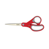 Scotch® Multi-Purpose Scissors, 8" Long, 3.38" Cut Length, Gray/Red Straight Handle (MMM1428) Each