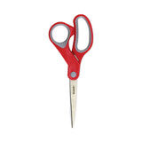 Scotch® Multi-Purpose Scissors, 8" Long, 3.38" Cut Length, Gray/Red Straight Handle (MMM1428) Each
