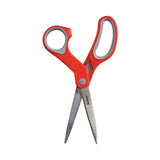 Scotch® Multi-Purpose Scissors, 8" Long, 3.38" Cut Length, Gray/Red Straight Handle (MMM1428) Each